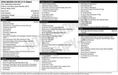 2026 Mazda Mazda CX-50 2.5 S Select AWD