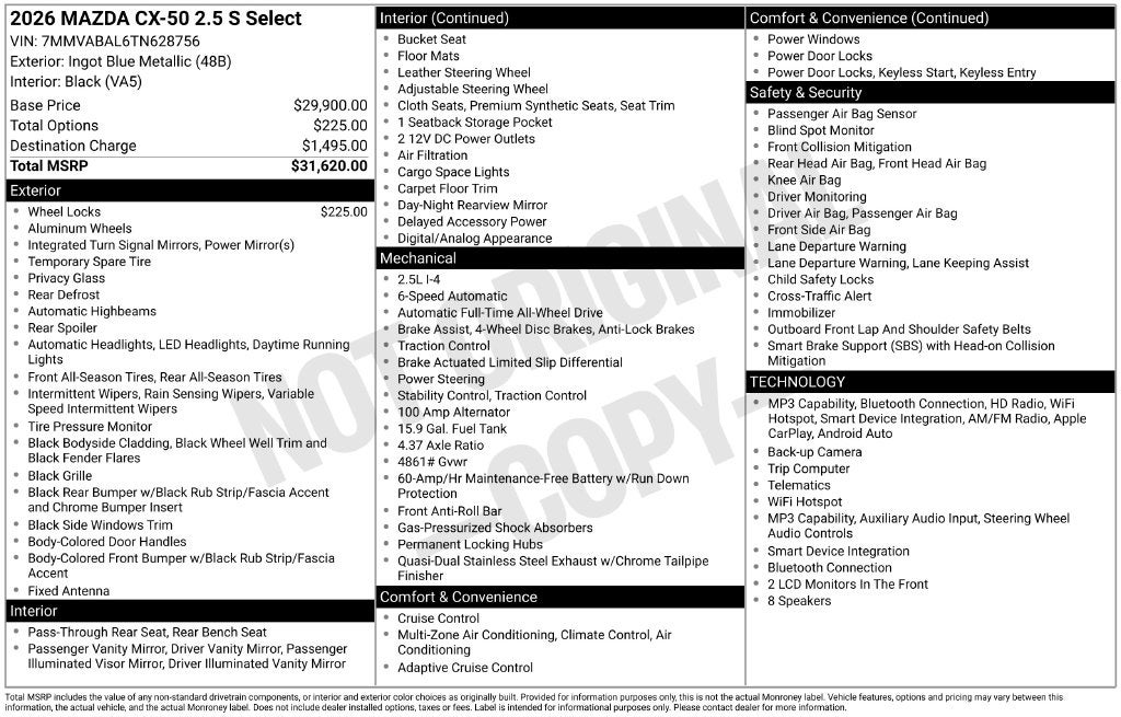 2026 Mazda Mazda CX-50 2.5 S Select AWD