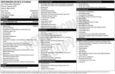 2026 Mazda Mazda CX-50 2.5 S Select AWD
