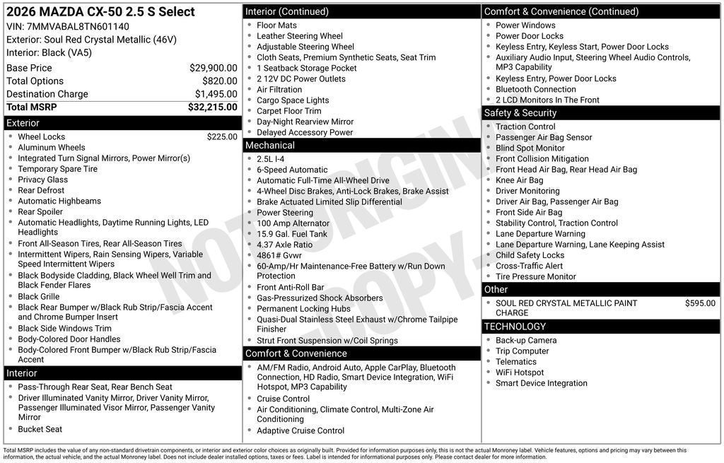 2026 Mazda Mazda CX-50 2.5 S Select AWD