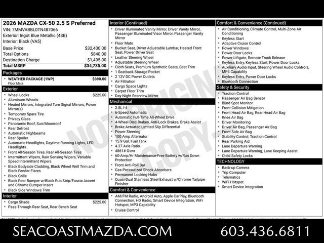 2026 Mazda Mazda CX-50 2.5 S Preferred AWD