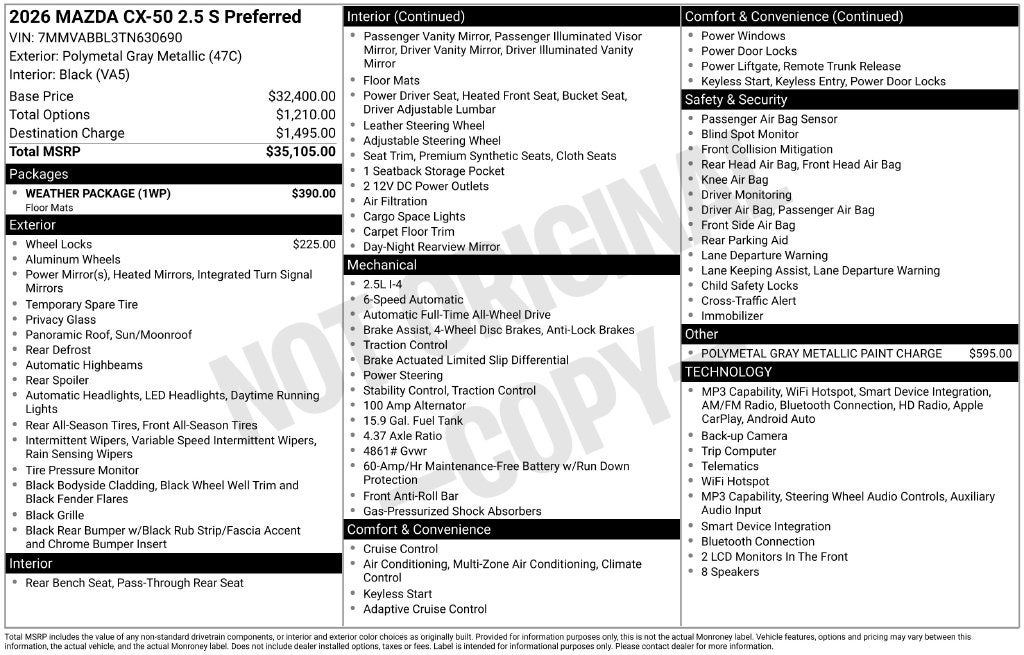 2026 Mazda Mazda CX-50 2.5 S Preferred AWD