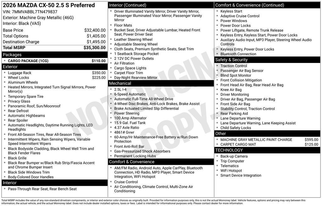 2026 Mazda Mazda CX-50 2.5 S Preferred AWD