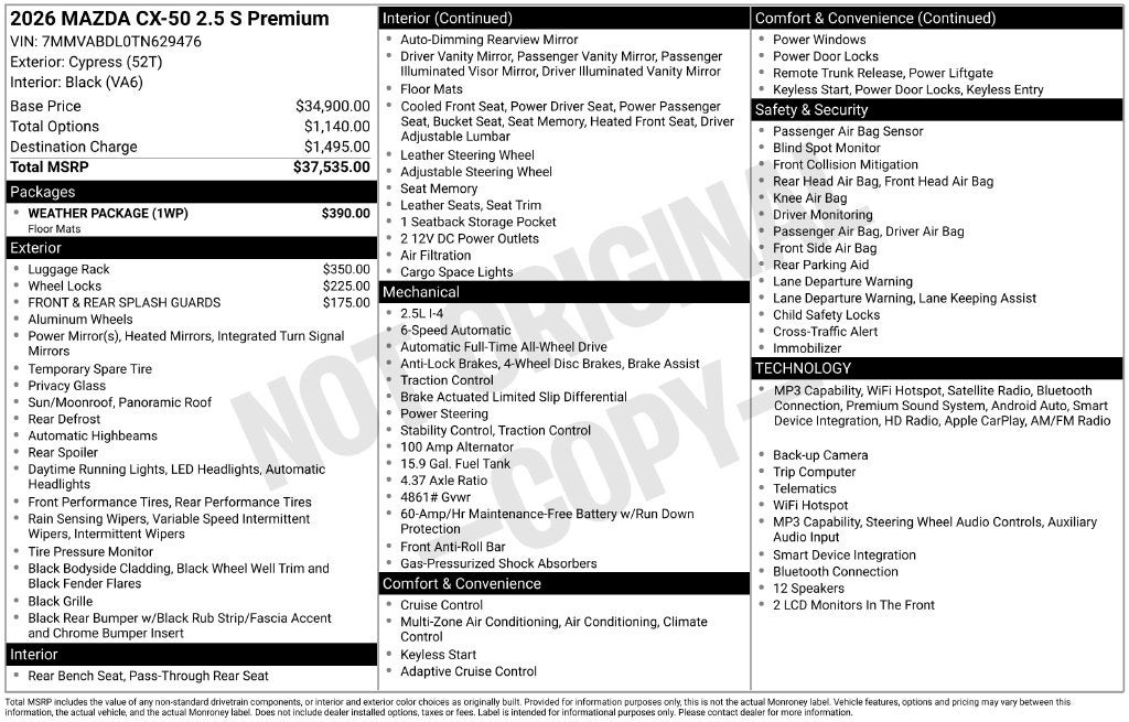 2026 Mazda Mazda CX-50 2.5 S Premium AWD