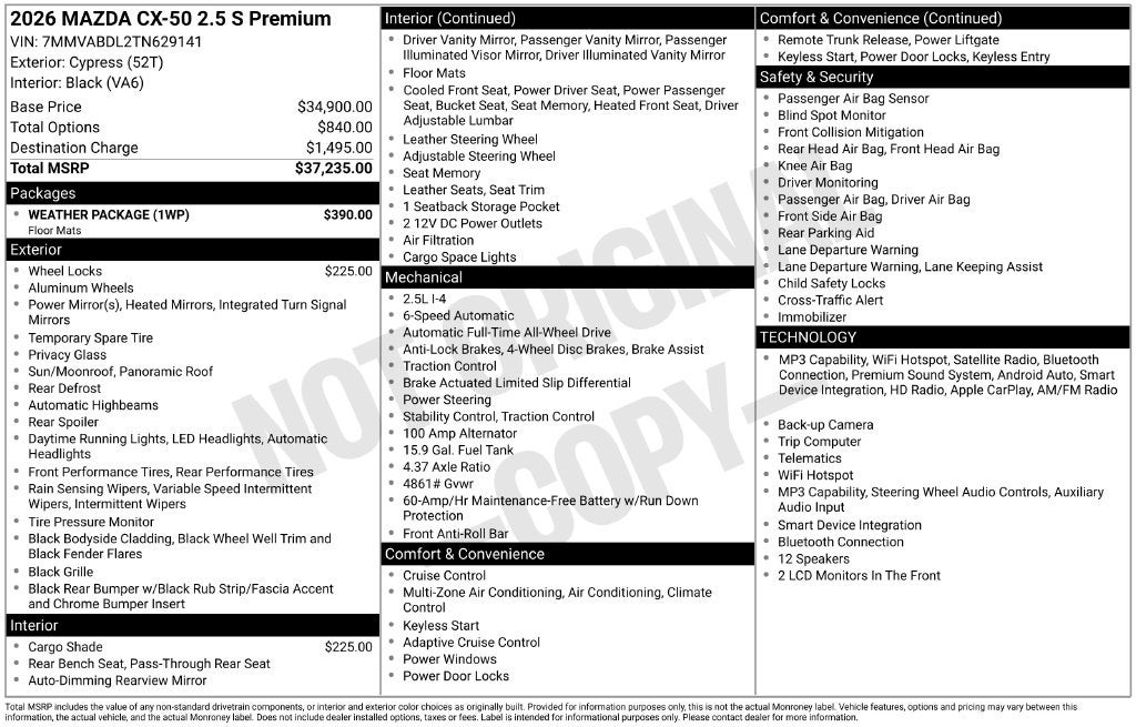 2026 Mazda Mazda CX-50 2.5 S Premium AWD