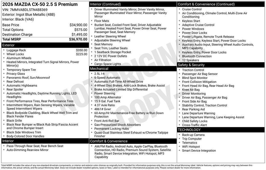 2026 Mazda Mazda CX-50 2.5 S Premium AWD