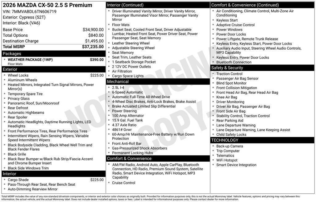 2026 Mazda Mazda CX-50 2.5 S Premium AWD