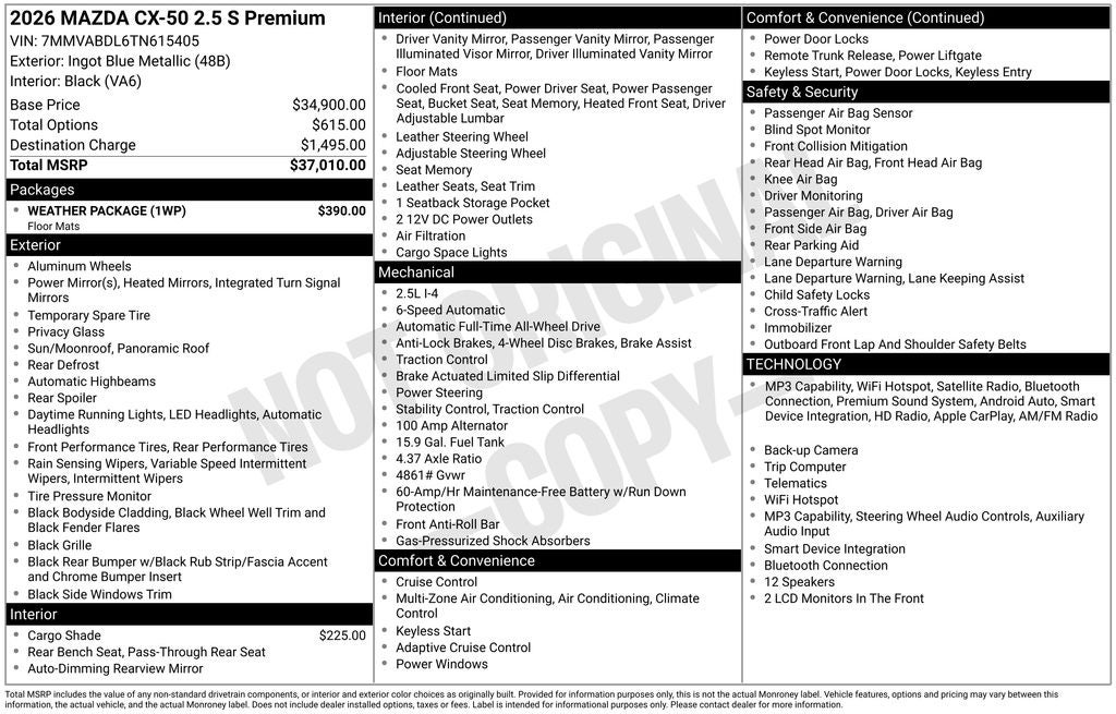 2026 Mazda Mazda CX-50 2.5 S Premium AWD
