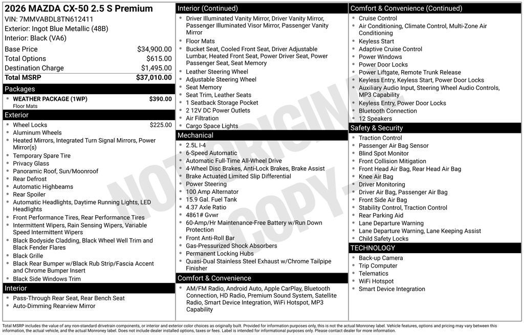 2026 Mazda Mazda CX-50 2.5 S Premium AWD