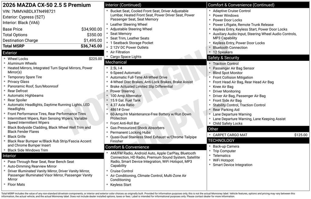 2026 Mazda Mazda CX-50 2.5 S Premium AWD