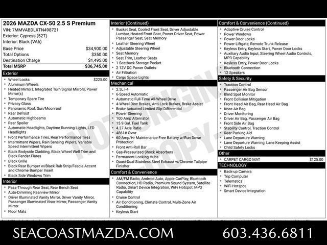 2026 Mazda Mazda CX-50 2.5 S Premium AWD