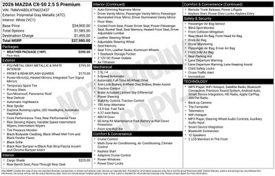 2026 Mazda Mazda CX-50 2.5 S Premium AWD