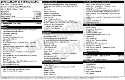 2025 Mazda Mazda CX-50 2.5 S Premium Plus Package