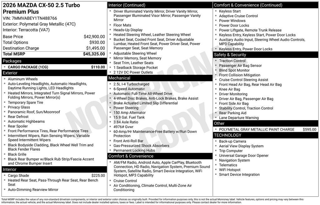 2026 Mazda Mazda CX-50 2.5 Turbo Premium Plus AWD