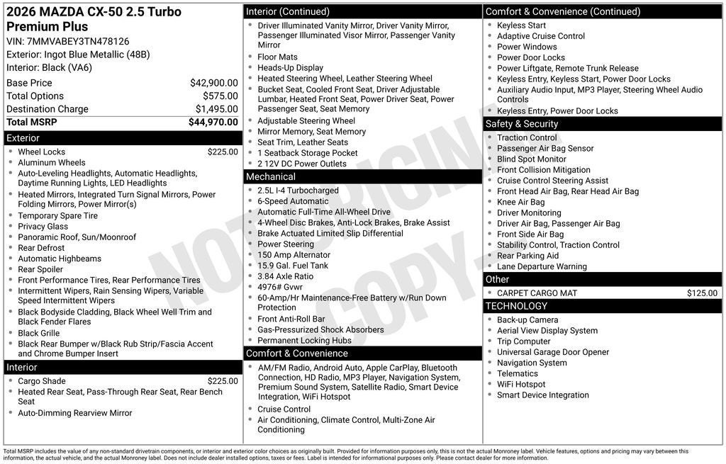 2026 Mazda Mazda CX-50 2.5 Turbo Premium Plus AWD