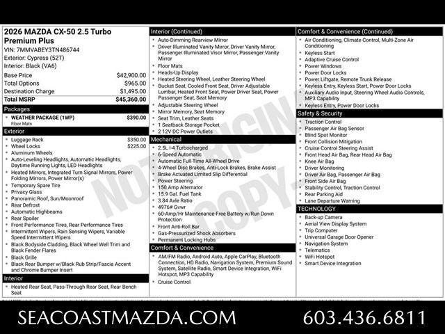 2026 Mazda Mazda CX-50 2.5 Turbo Premium Plus AWD