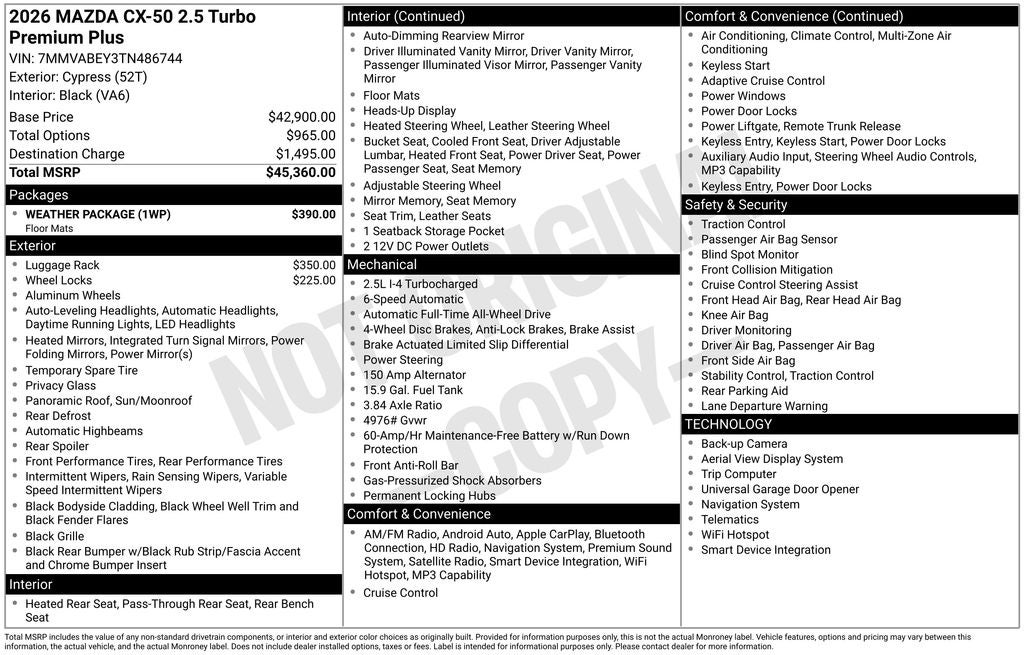 2026 Mazda Mazda CX-50 2.5 Turbo Premium Plus AWD