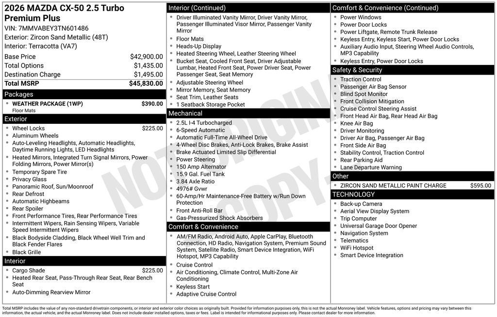 2026 Mazda Mazda CX-50 2.5 Turbo Premium Plus AWD
