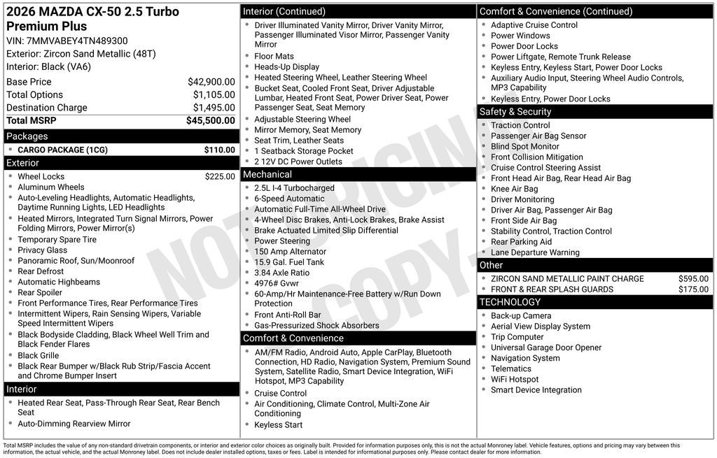 2026 Mazda Mazda CX-50 2.5 Turbo Premium Plus AWD