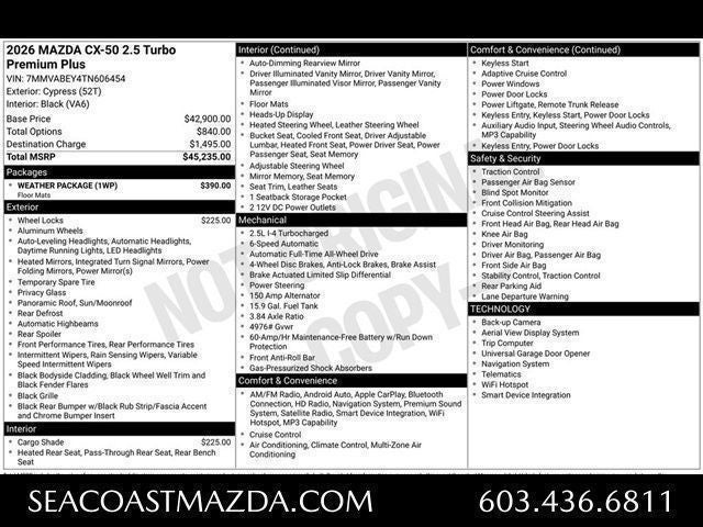 2026 Mazda Mazda CX-50 2.5 Turbo Premium Plus AWD