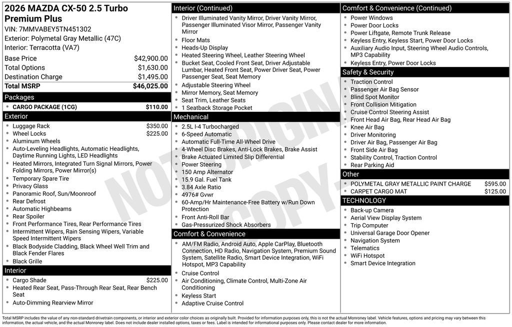 2026 Mazda Mazda CX-50 2.5 Turbo Premium Plus AWD
