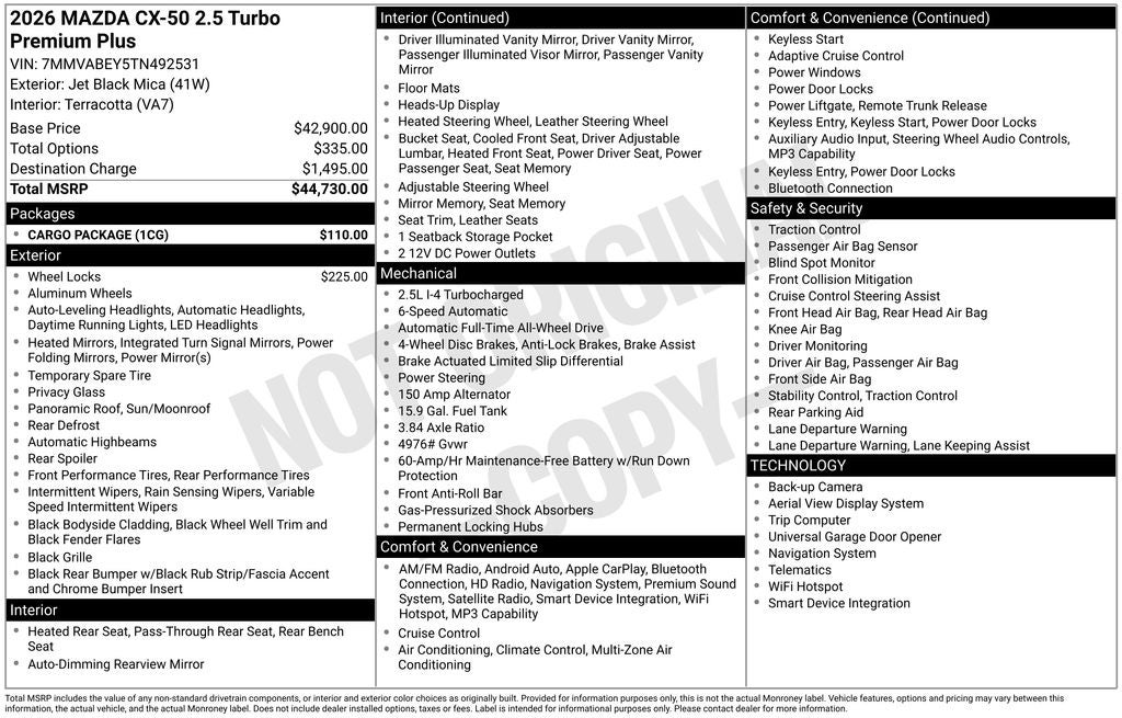 2026 Mazda Mazda CX-50 2.5 Turbo Premium Plus AWD