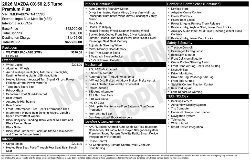 2026 Mazda Mazda CX-50 2.5 Turbo Premium Plus AWD