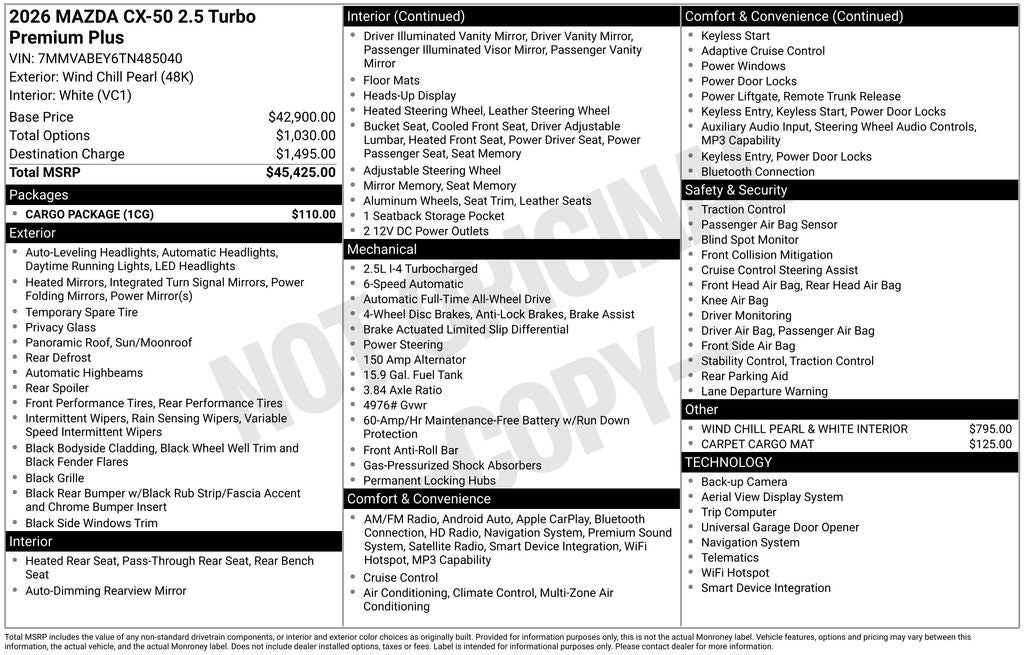 2026 Mazda Mazda CX-50 2.5 Turbo Premium Plus AWD