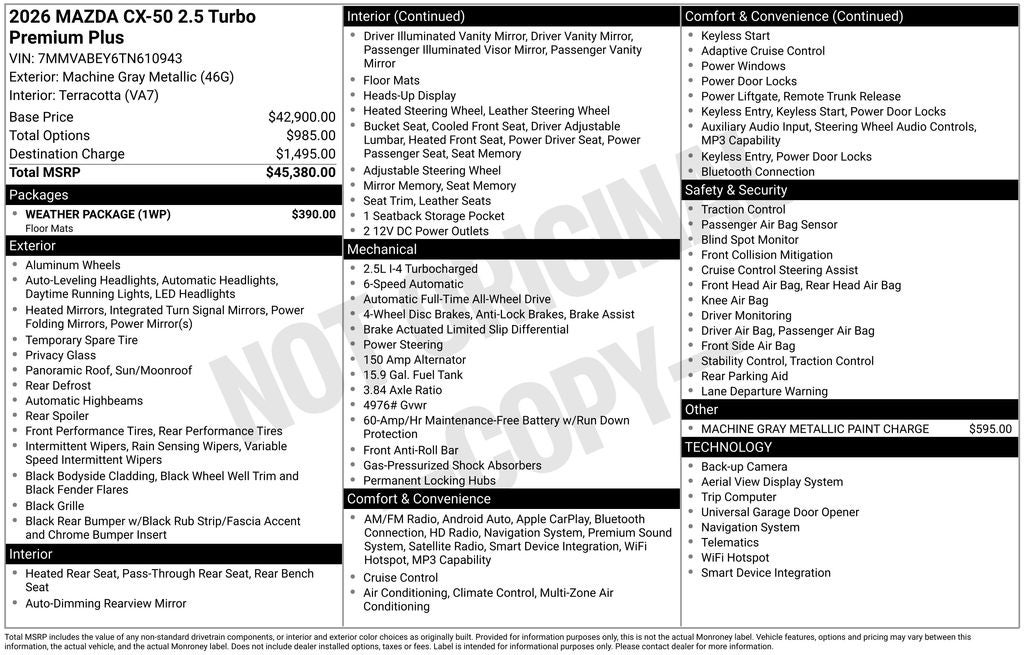2026 Mazda Mazda CX-50 2.5 Turbo Premium Plus AWD