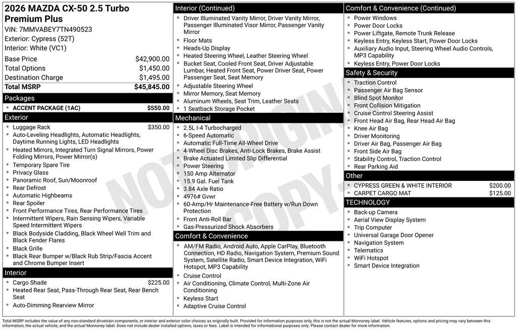 2026 Mazda Mazda CX-50 2.5 Turbo Premium Plus AWD