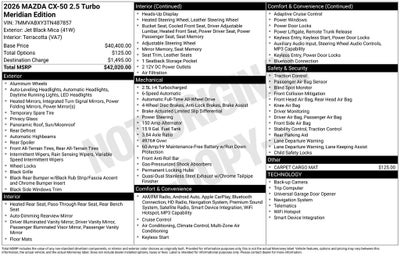 2026 Mazda Mazda CX-50 2.5 Turbo Meridian Edition