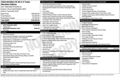 2026 Mazda Mazda CX-50 2.5 Turbo Meridian Edition AWD