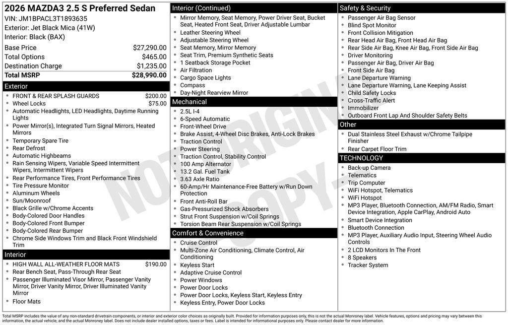 2026 Mazda Mazda3 Sedan 2.5 S Preferred