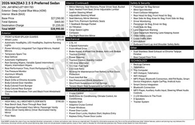 2026 Mazda Mazda3 Sedan 2.5 S Preferred
