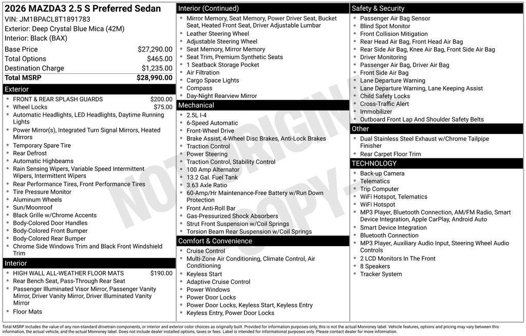 2026 Mazda Mazda3 Sedan 2.5 S Preferred