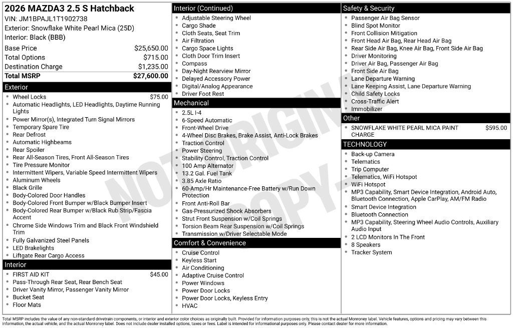 2026 Mazda Mazda3 Hatchback 2.5 S