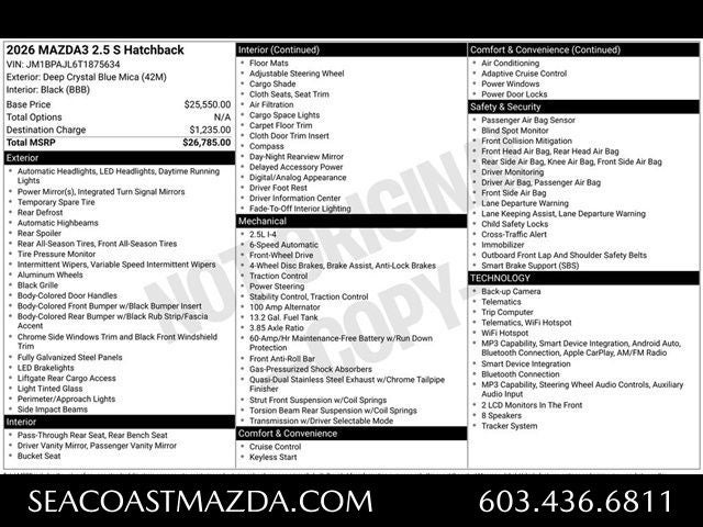 2026 Mazda Mazda3 Hatchback 2.5 S