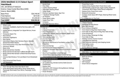 2026 Mazda Mazda3 Hatchback 2.5 S Select Sport