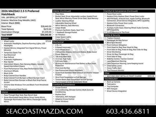 2026 Mazda Mazda3 Hatchback 2.5 S Preferred
