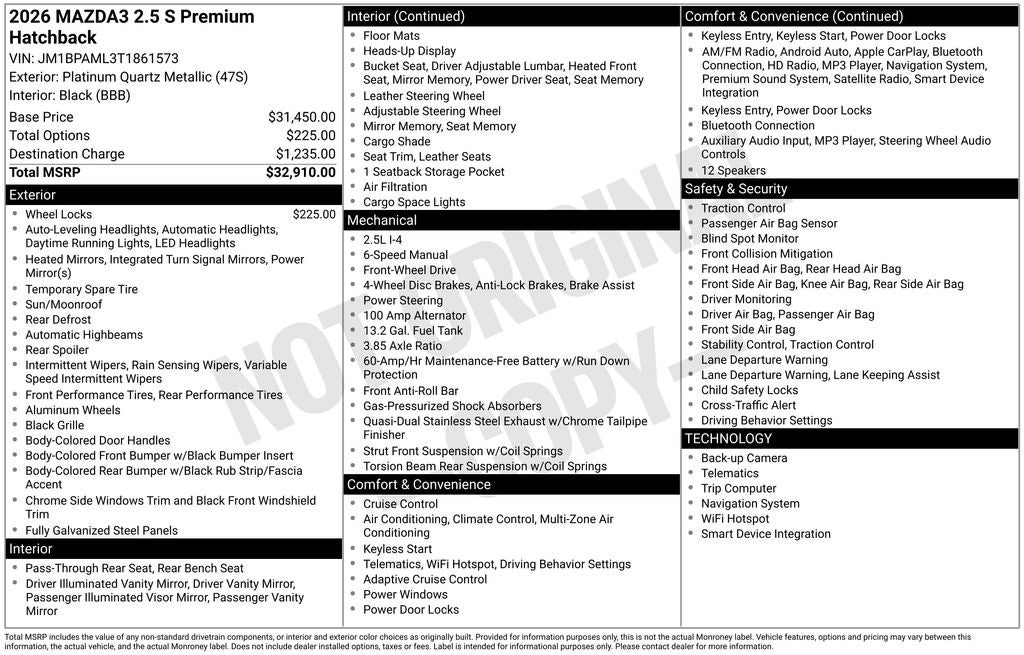 2026 Mazda Mazda3 Hatchback 2.5 S Premium