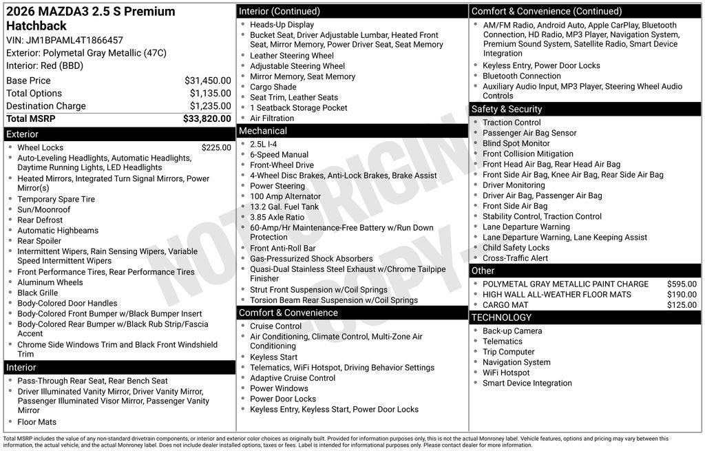 2026 Mazda Mazda3 Hatchback 2.5 S Premium