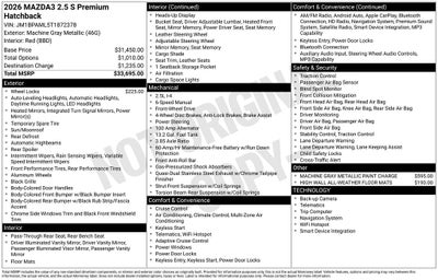 2026 Mazda Mazda3 Hatchback 2.5 S Premium