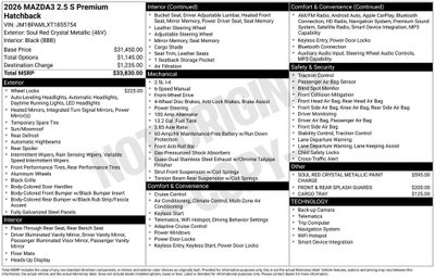 2026 Mazda Mazda3 Hatchback 2.5 S Premium