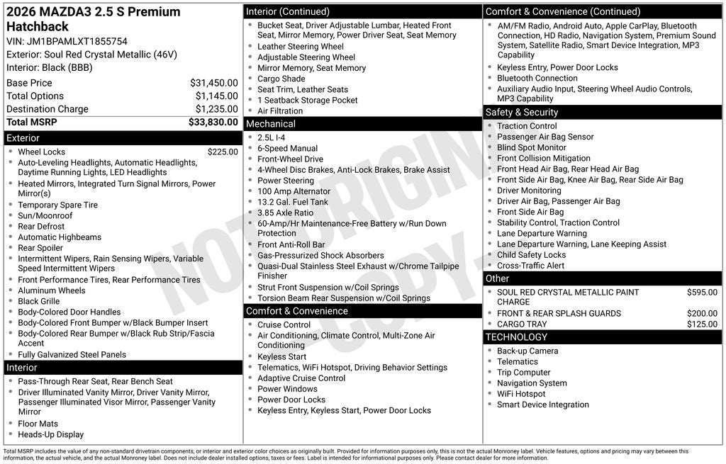 2026 Mazda Mazda3 Hatchback 2.5 S Premium