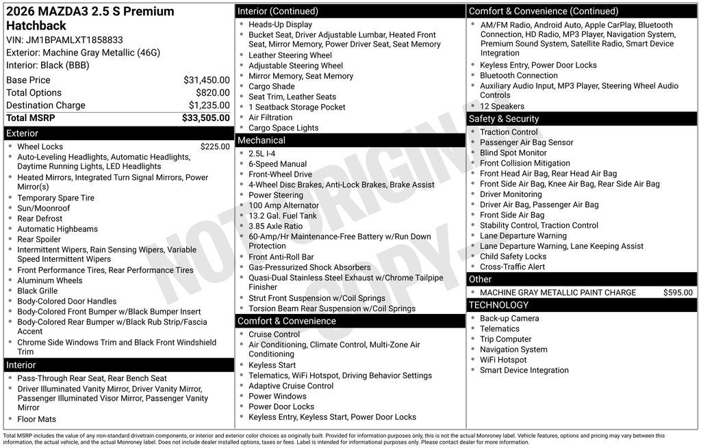2026 Mazda Mazda3 Hatchback 2.5 S Premium