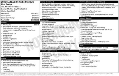 2026 Mazda Mazda3 Sedan 2.5 Turbo Premium Plus AWD