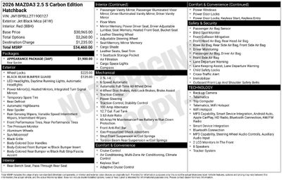 2026 Mazda Mazda3 Hatchback 2.5 S Carbon Edition AWD