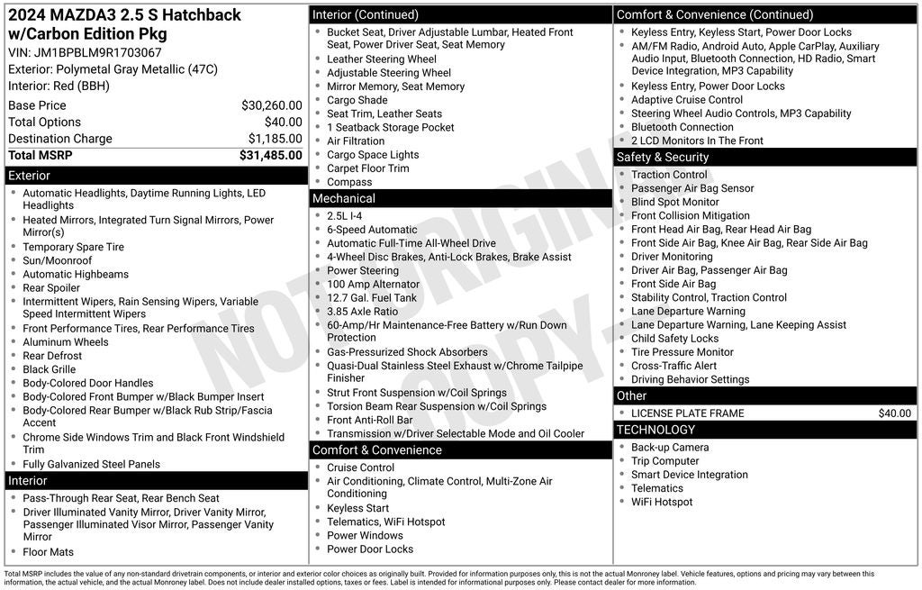 2024 Mazda Mazda3 2.5 S Carbon Edition