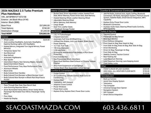 2026 Mazda Mazda3 Hatchback 2.5 Turbo Premium Plus AWD