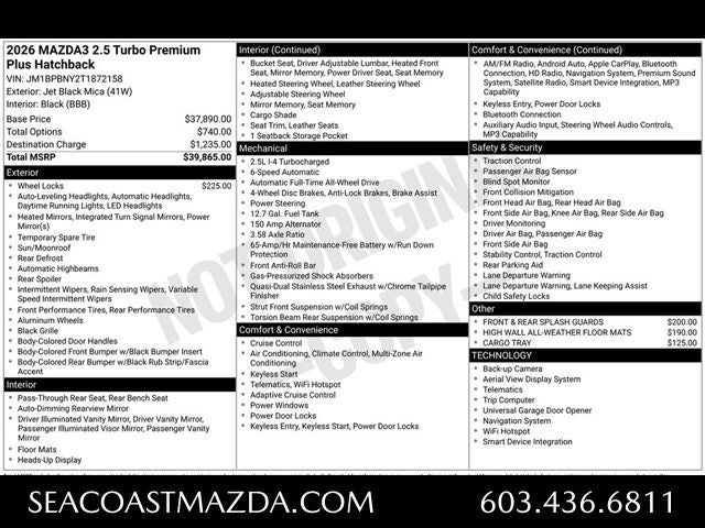 2026 Mazda Mazda3 Hatchback 2.5 Turbo Premium Plus AWD